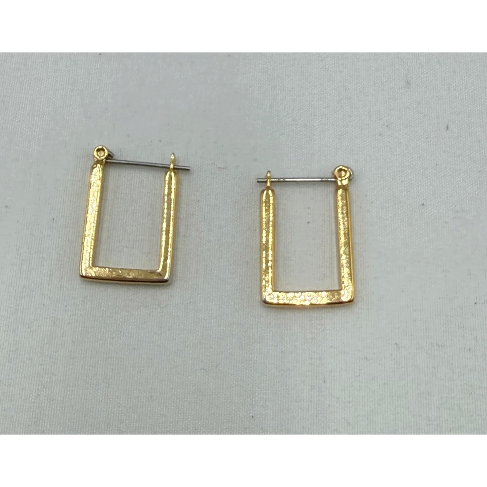 Rectangle Hoop Earrings Womens Gold Tone Geometric